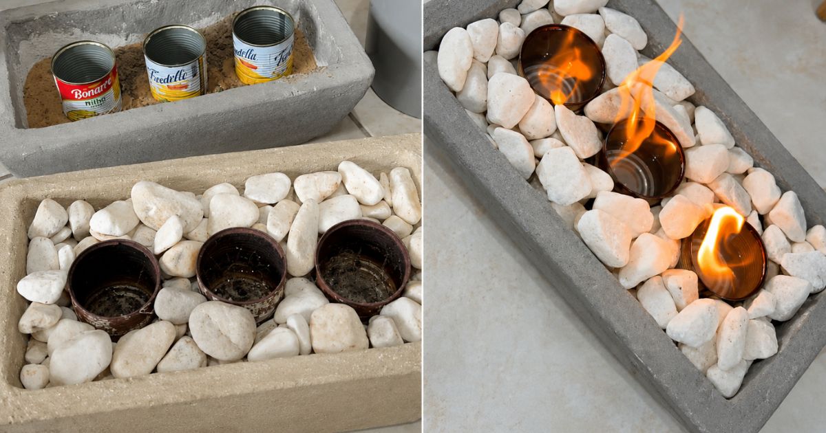 Com um vaso de cimento, latinhas de milho e pedras decorativas, a influenciadora Ivana Braga crio...